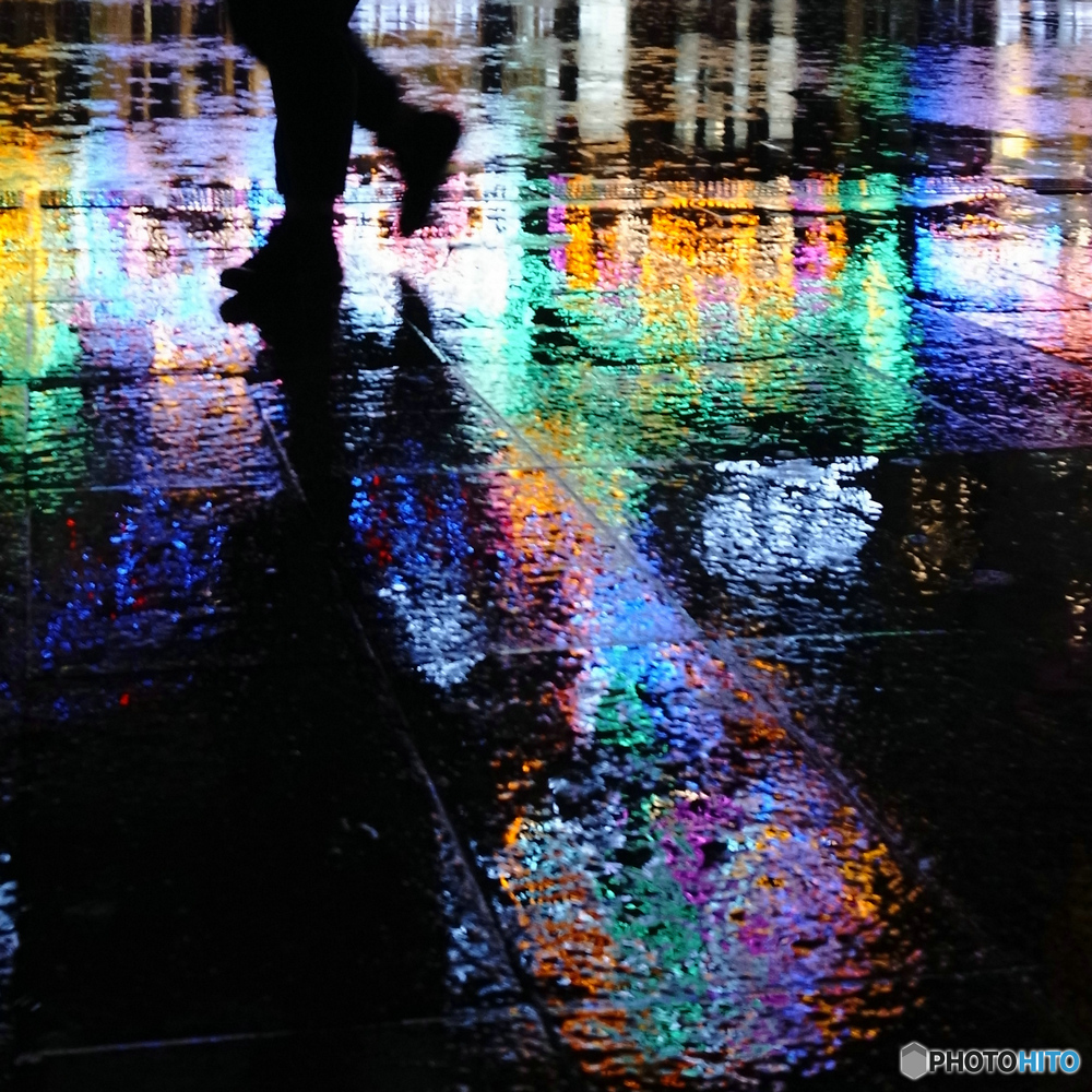 walking in the rain.