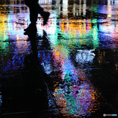 walking in the rain.