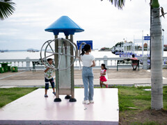 play on the playground equipment