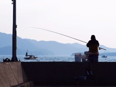 チヌ釣る人(下津井漁港)