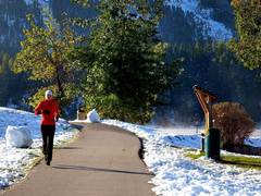朝靄の中のトレーニング