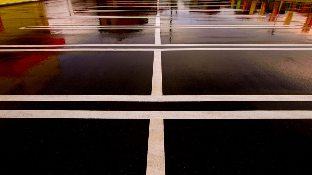 Wet asphalt.