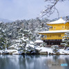 金閣寺 雪化粧 晴天