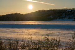 雪原の夕景