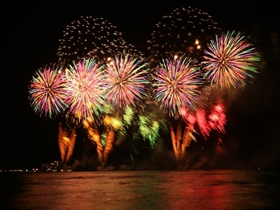 ワイキキビーチの長岡花火