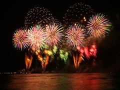 ワイキキビーチの長岡花火