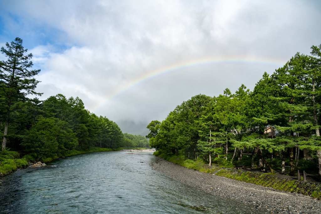 梓川に虹の橋