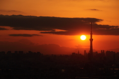 夕景～富士とスカイツリー