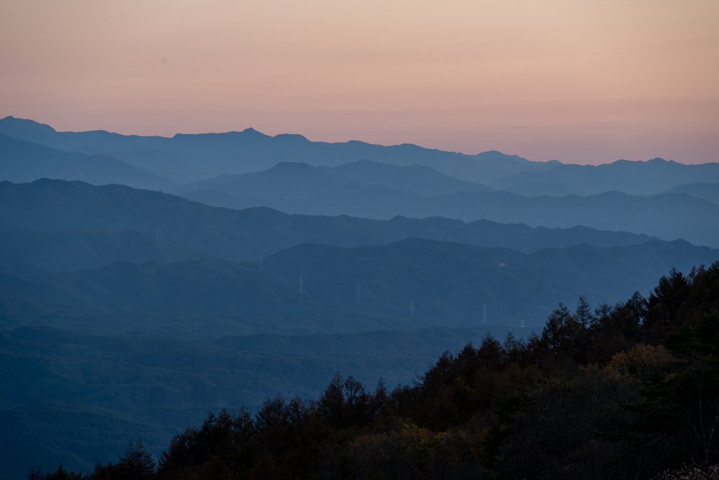 夕景＿山波