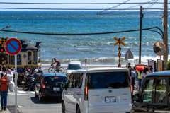 海岸をサイクリング