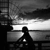 夕陽を浴びながら