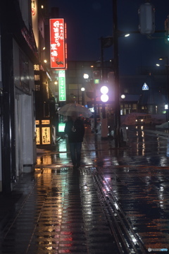 傘を差して歩く人