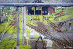 新庄駅の機関庫と 線路