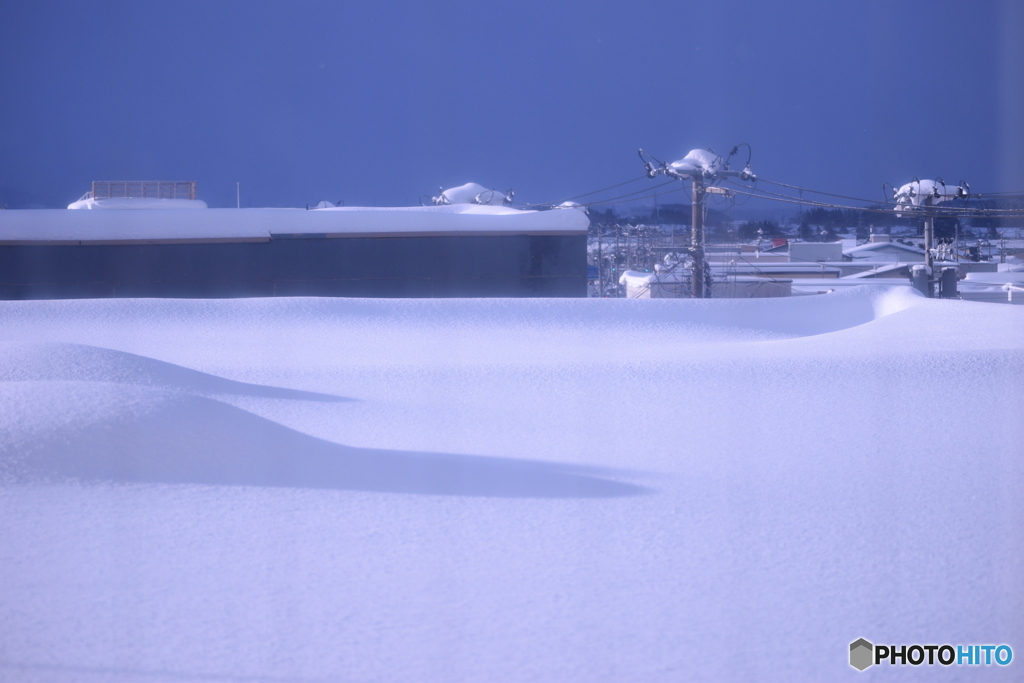 隣の屋上の雪