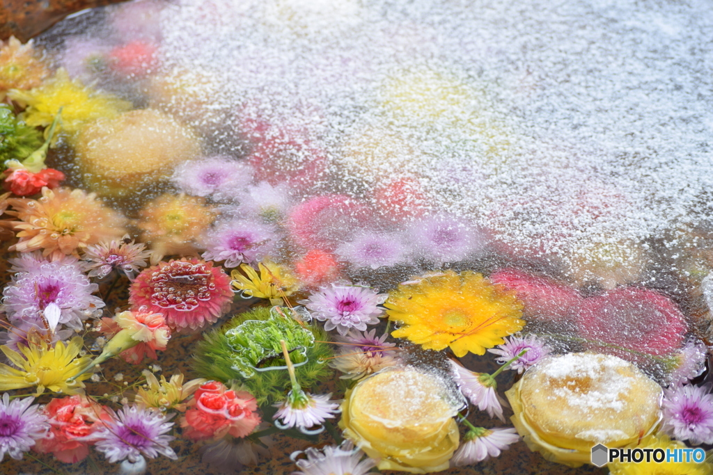 雪の花手水