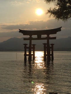 厳島神社の夕日