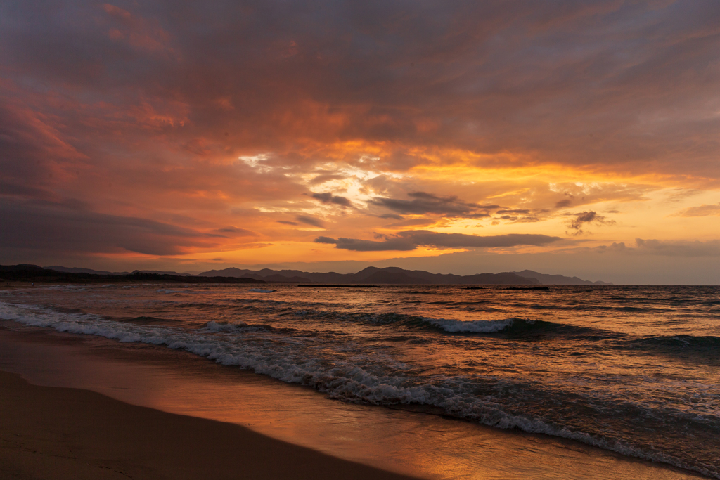 夕日ヶ浦の夕暮れ