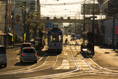 夕方の路面電車