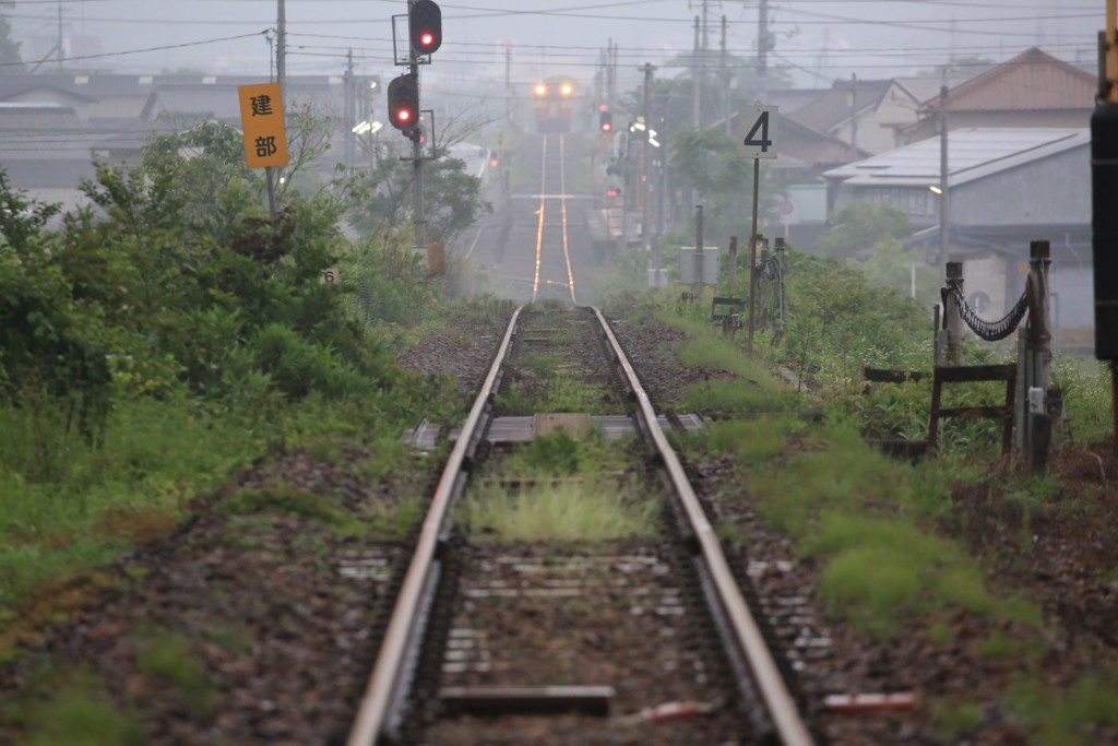 霧雨の中の灯り