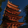 月と五重の塔