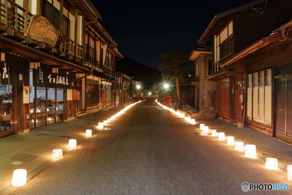 キャンドルに照らされた奈良井宿