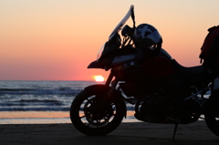 千里浜の夕日