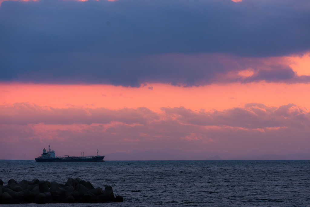 夕焼けと海