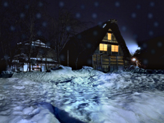 雪の夜の白川郷