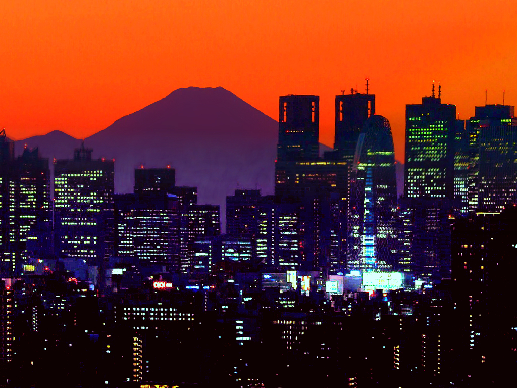 日没後の富士山 t