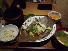 019　長野県長寿食堂の朴葉焼き定食