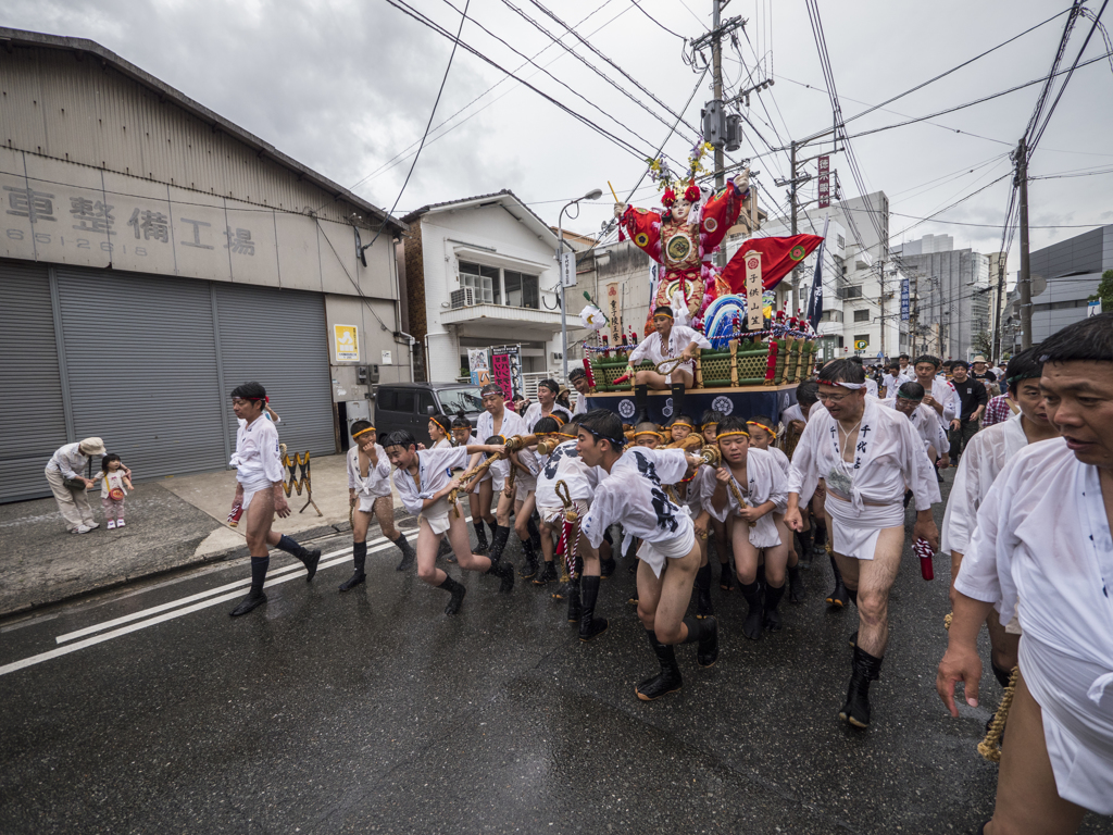 子供山笠、街を走る