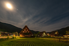 月夜の白川郷その1