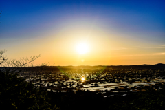 砺波散居村夕日