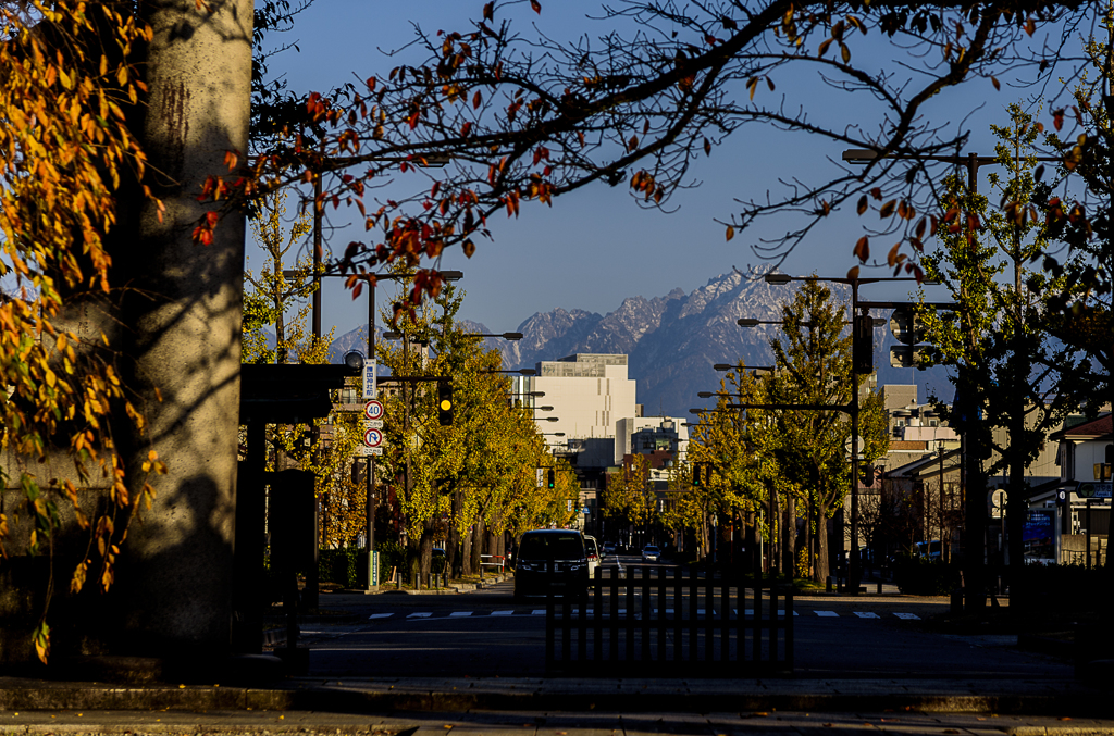 護国神社より仰ぐ剱岳