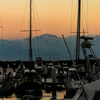 A marina at dusk