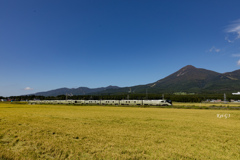 秋の実りと磐梯山と