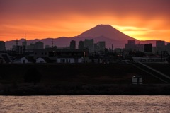 富士山に後光