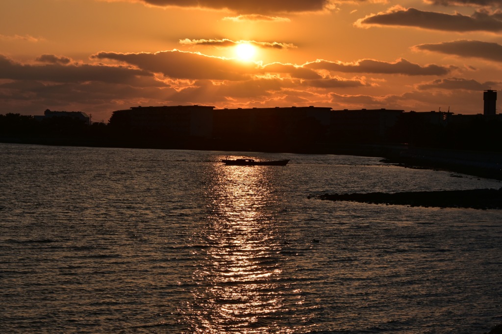 和白干潟の夕暮れ