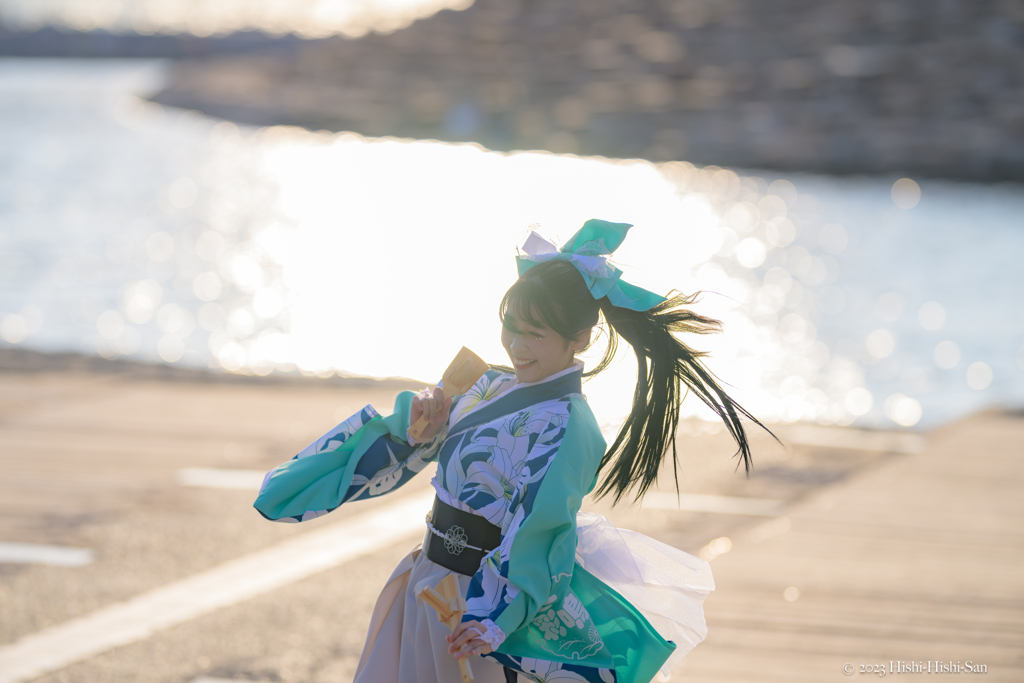 秋海に舞う