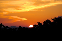生駒山に沈む夕日
