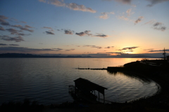 宍道湖から眺めた夕日