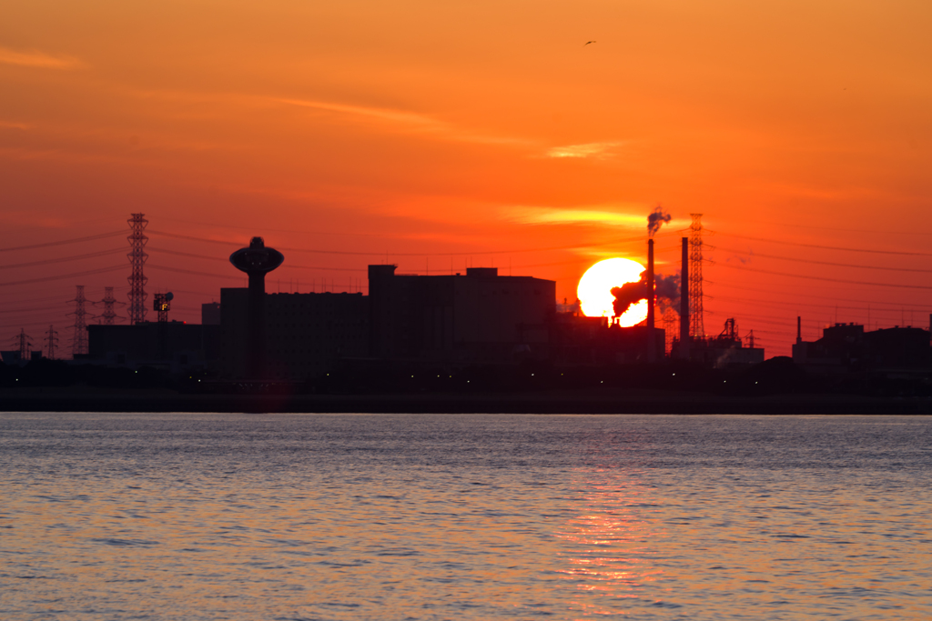 港湾の入日