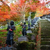 神奈川県の大山中腹の寺での紅葉