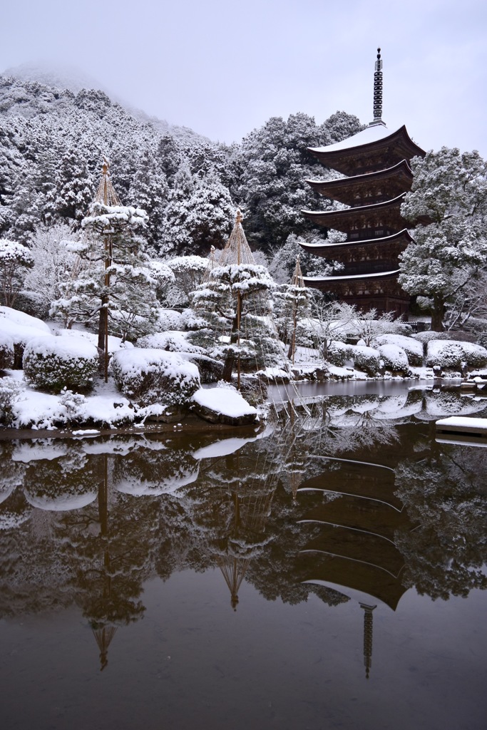 水墨画のようになった瑠璃光寺ヽ(´▽｀)/