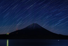富士山と星の流れ