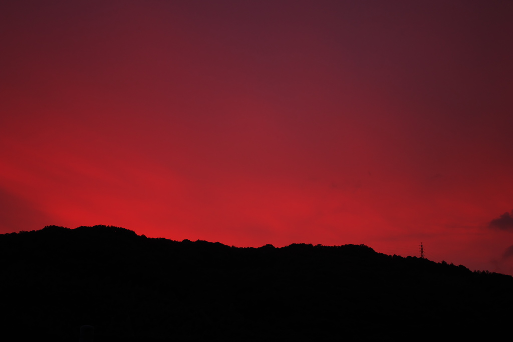 夕焼けと天王山