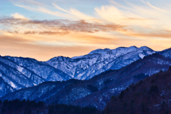 白川村の夕景