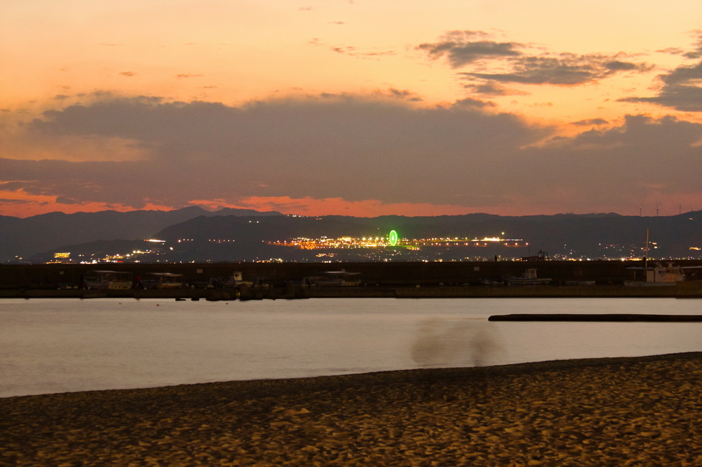 須磨海岸の夕暮れ