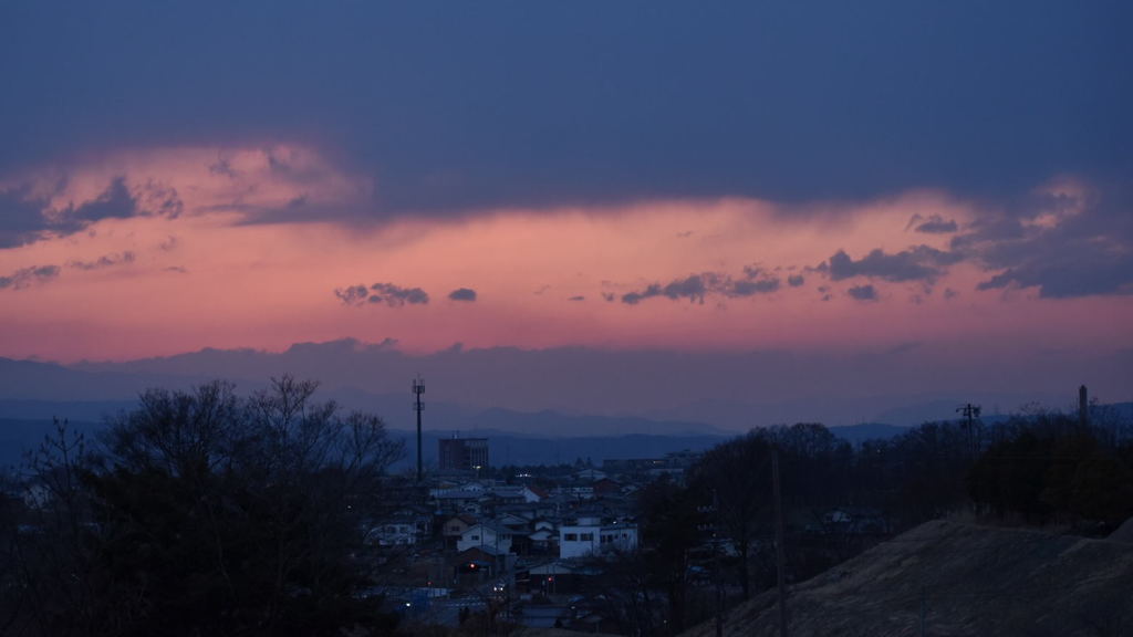 早春の頃の夕焼け