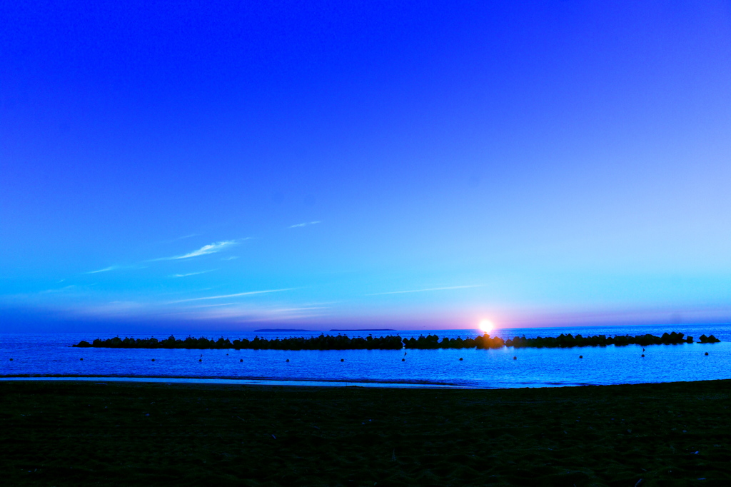 暑寒の夕日